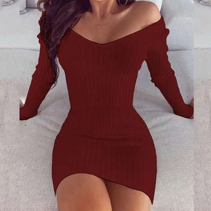 Sexy off Shoulder Long Sleeve Bodycon Dress 